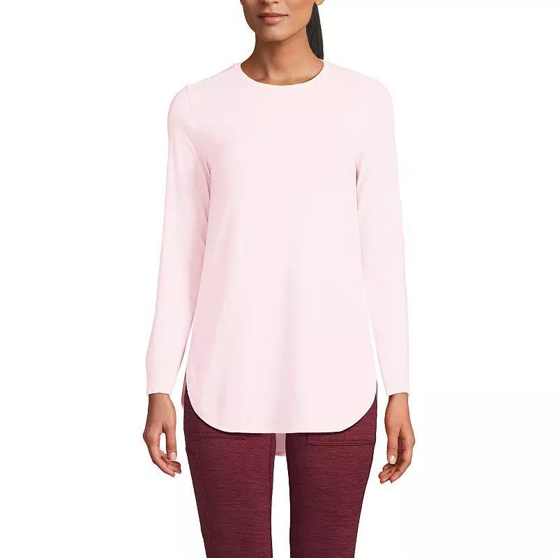 Women's Lands' End Moisture-Wicking Long Sleeve Tunic, Size: XS, Black Pinstripe Product Image
