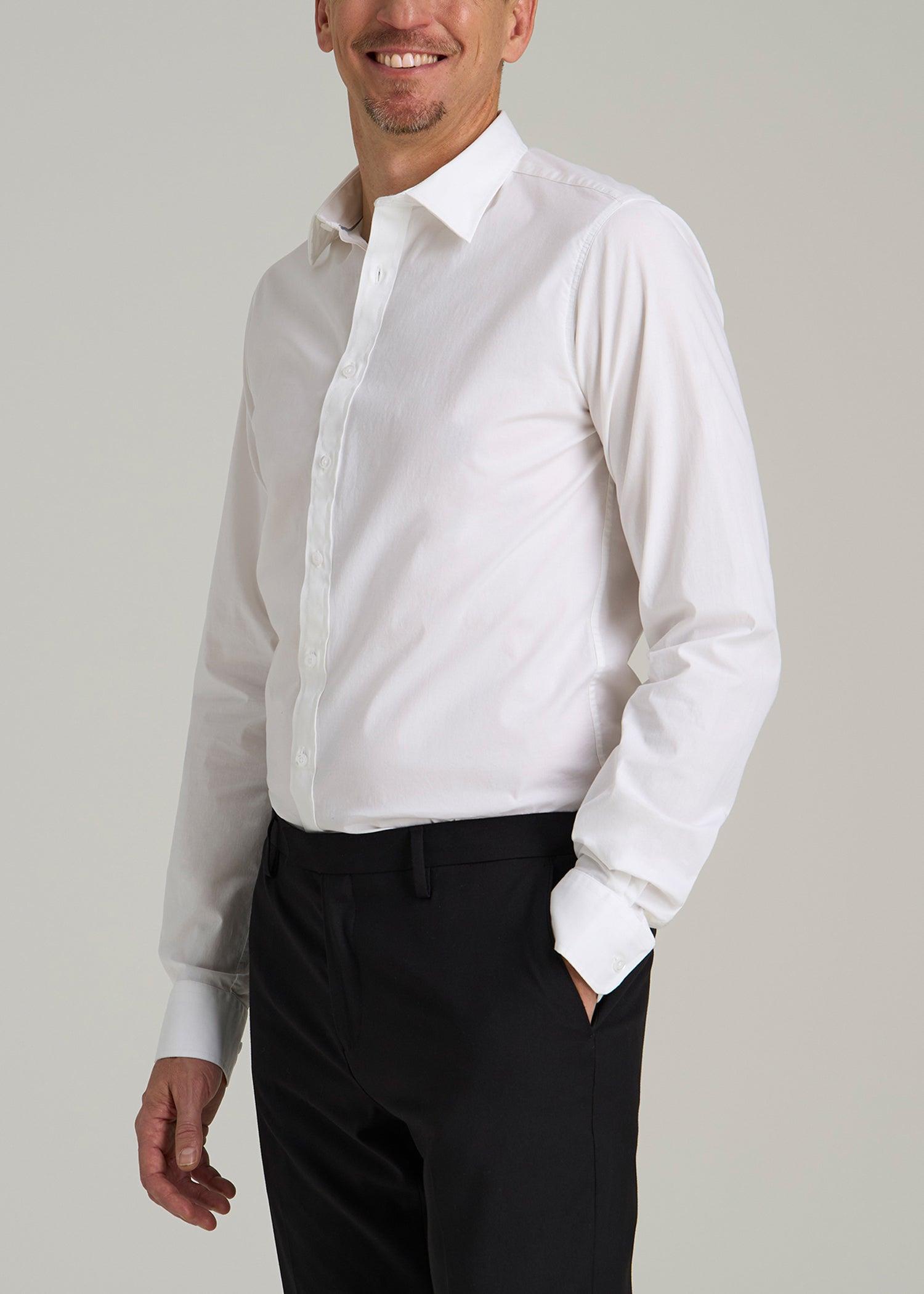 Oskar Button-Up Dress Shirt for Tall Men in Bright White Product Image