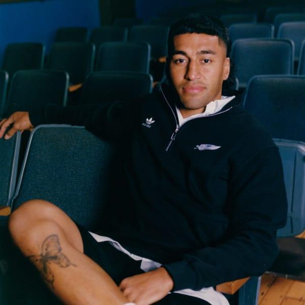 adidas All Blacks Essentials Half-Zip Waffle Sweatshirt All Black M Mens Product Image