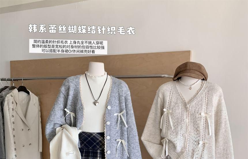 V-Neck Bow Detail Cardigan Product Image
