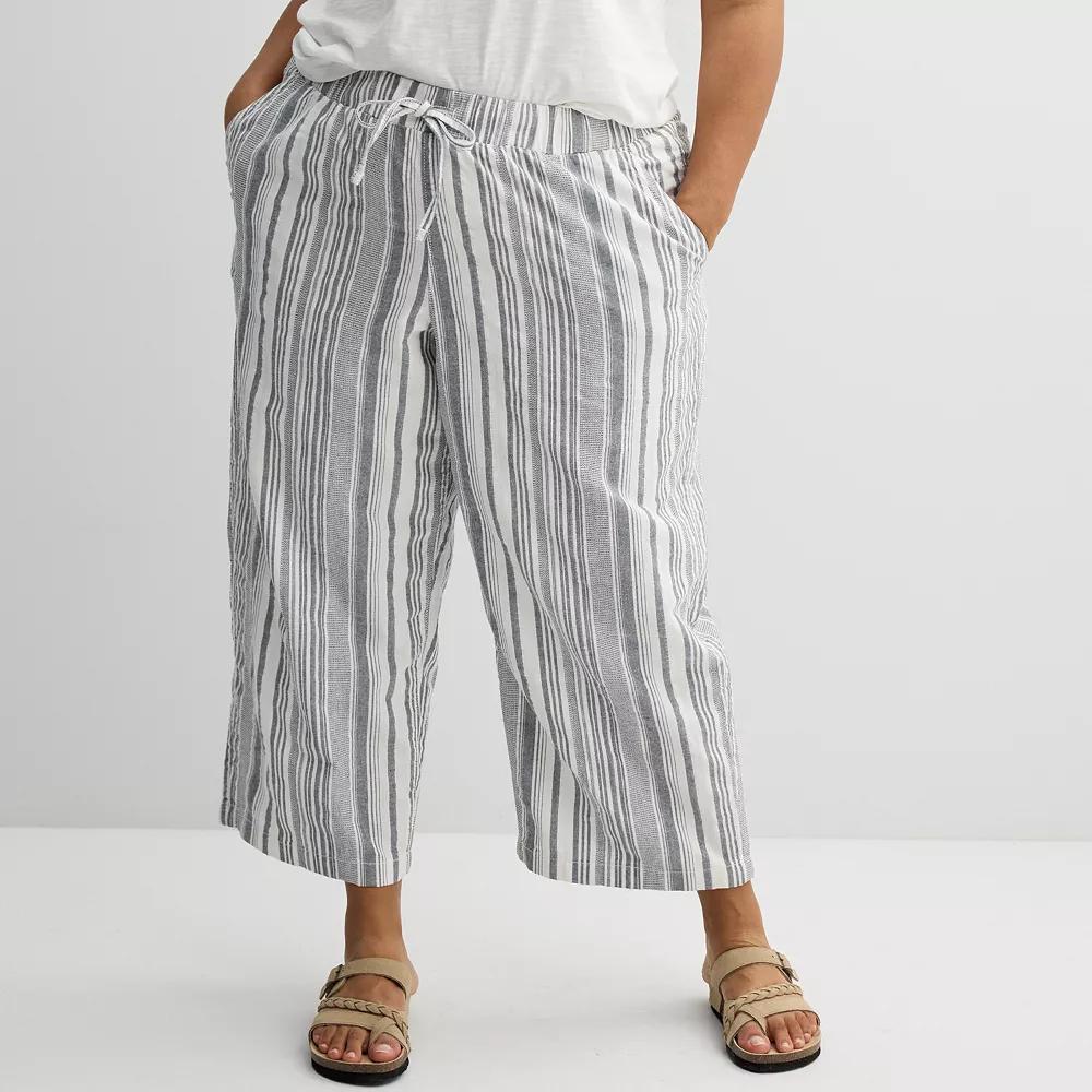 Plus Size Sonoma Goods For Life® Vacation Pants, Women's, Size: 0X, White On White Stripe Product Image