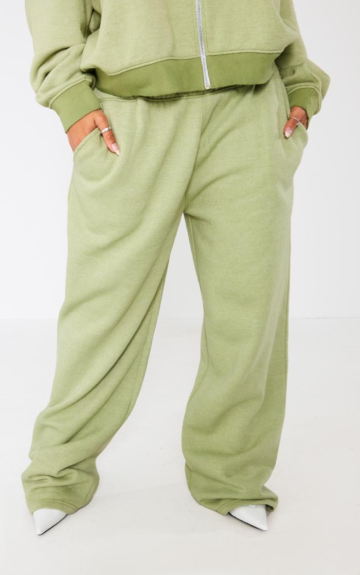 PRETTYLITTLETHING Shape Khaki Washed Wide Leg Sweatpants Product Image