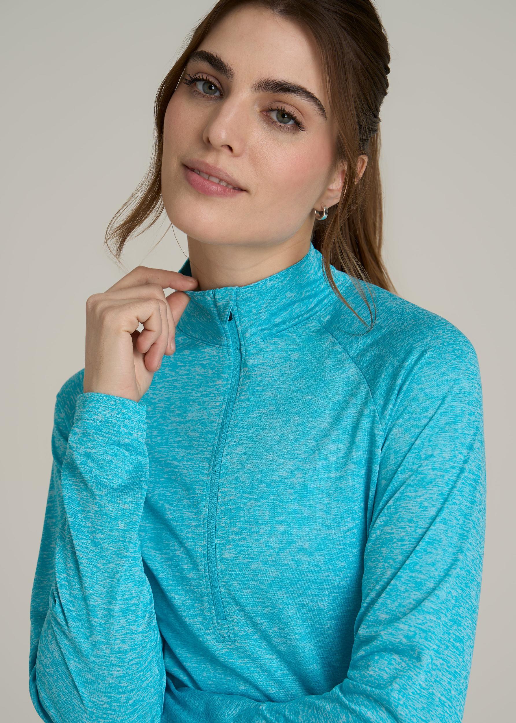 Long Sleeve Active Half Zip Pullover Tall Women's Jacket in Scuba Blue Mix Female Product Image