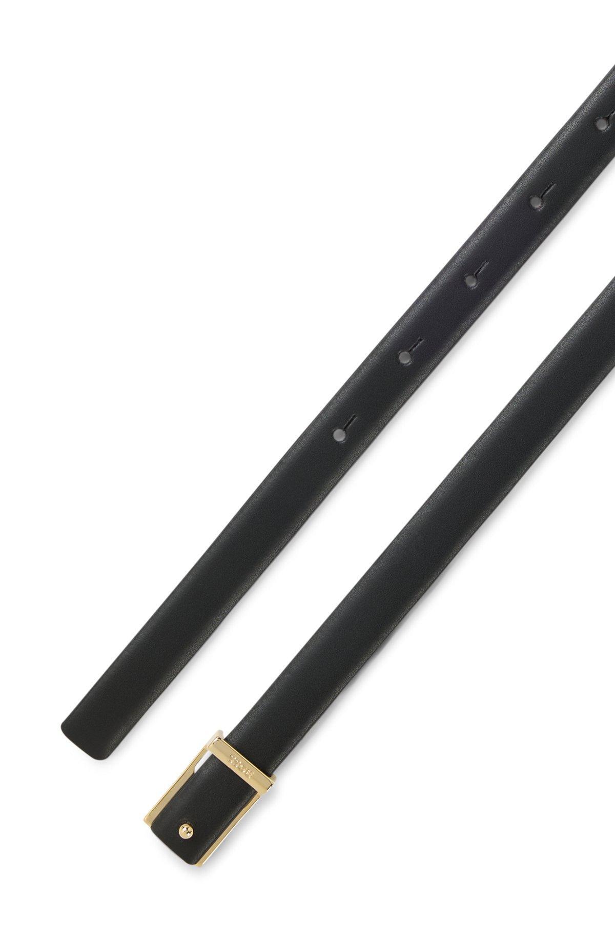 Leather belt with gold-tone buckle Product Image