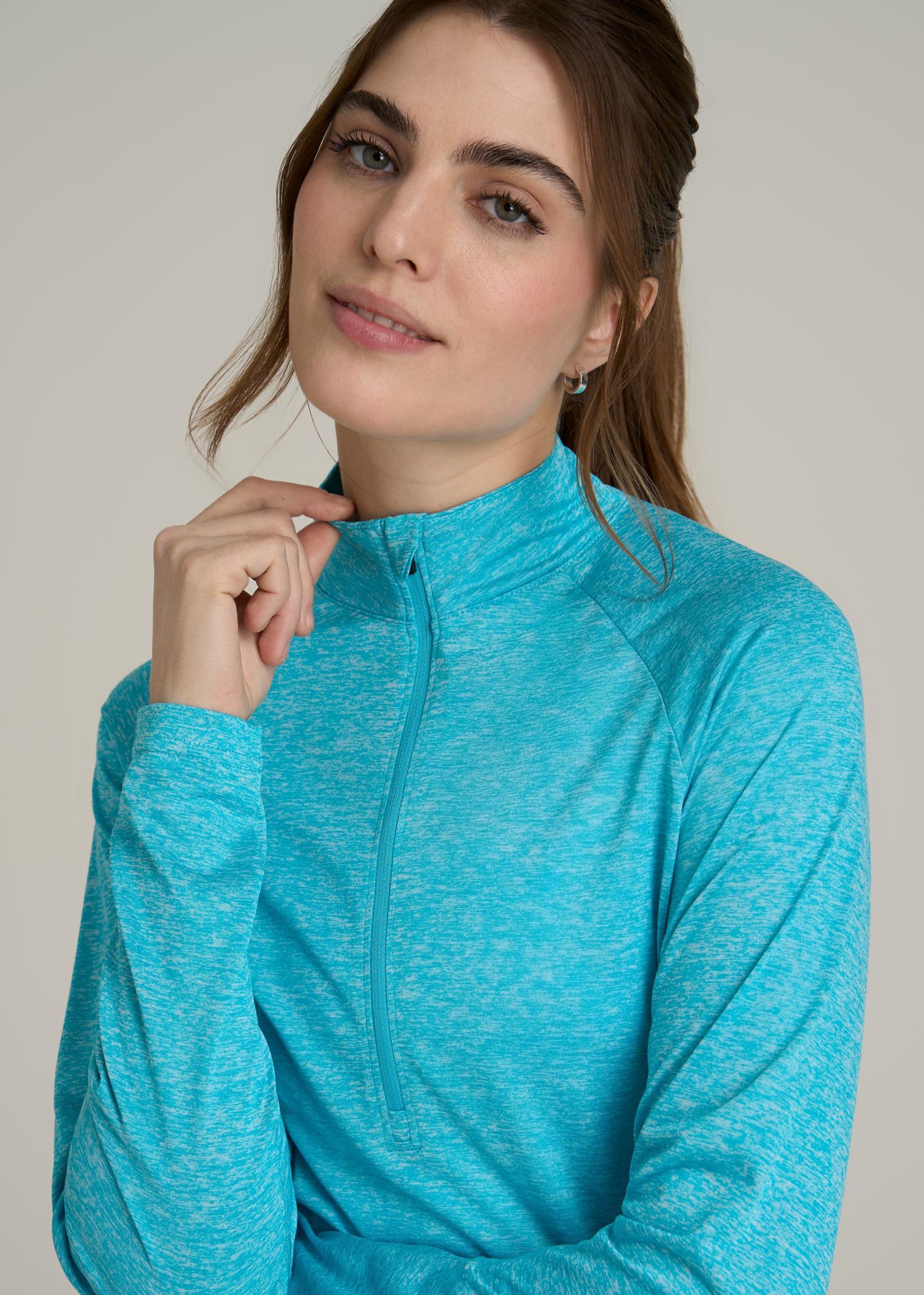 Long Sleeve Active Half Zip Pullover Tall Women's Jacket in Scuba Blue Mix Product Image