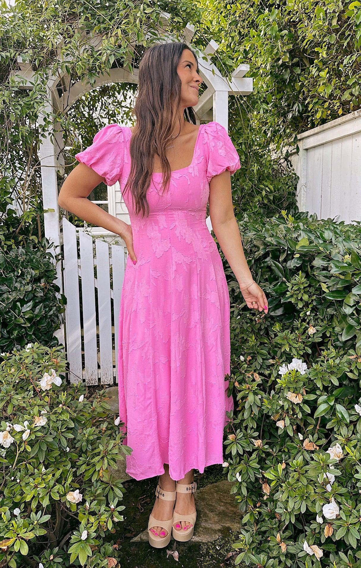 Mia Midi Dress ~ Pink Clip Floral Product Image