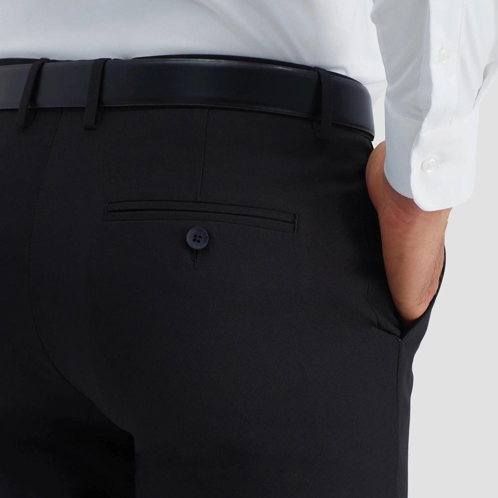 Haggar H26 Mens Stretch Straight Fit Trousers - Black 32x34: Lightweight Tailored Twill Pants Product Image