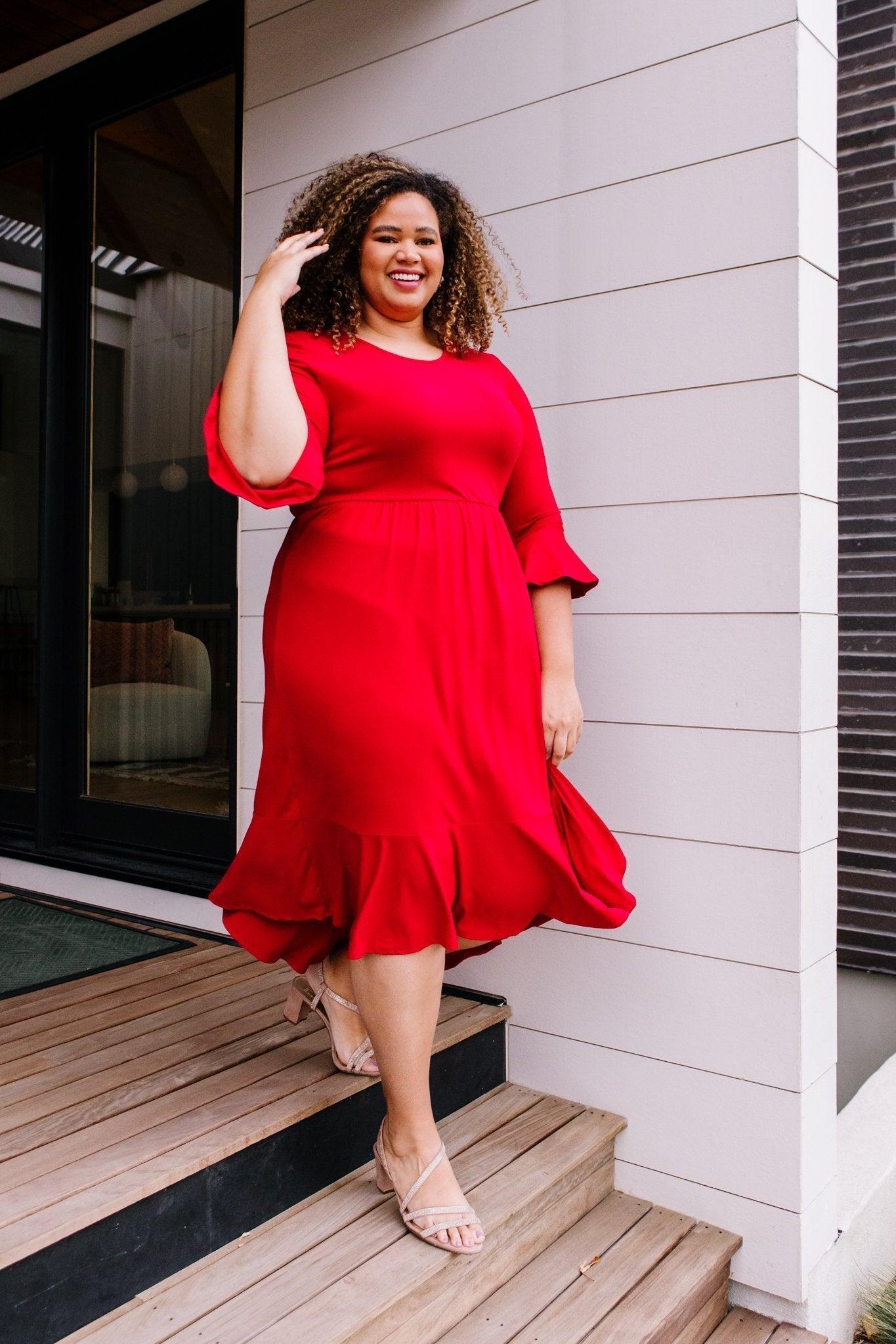 Cloudy Skies Dress in Crimson (Online Exclusive) Product Image