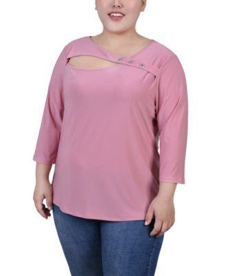 Ny Collection Plus Size 3/4 Sleeve Cutout Top Product Image