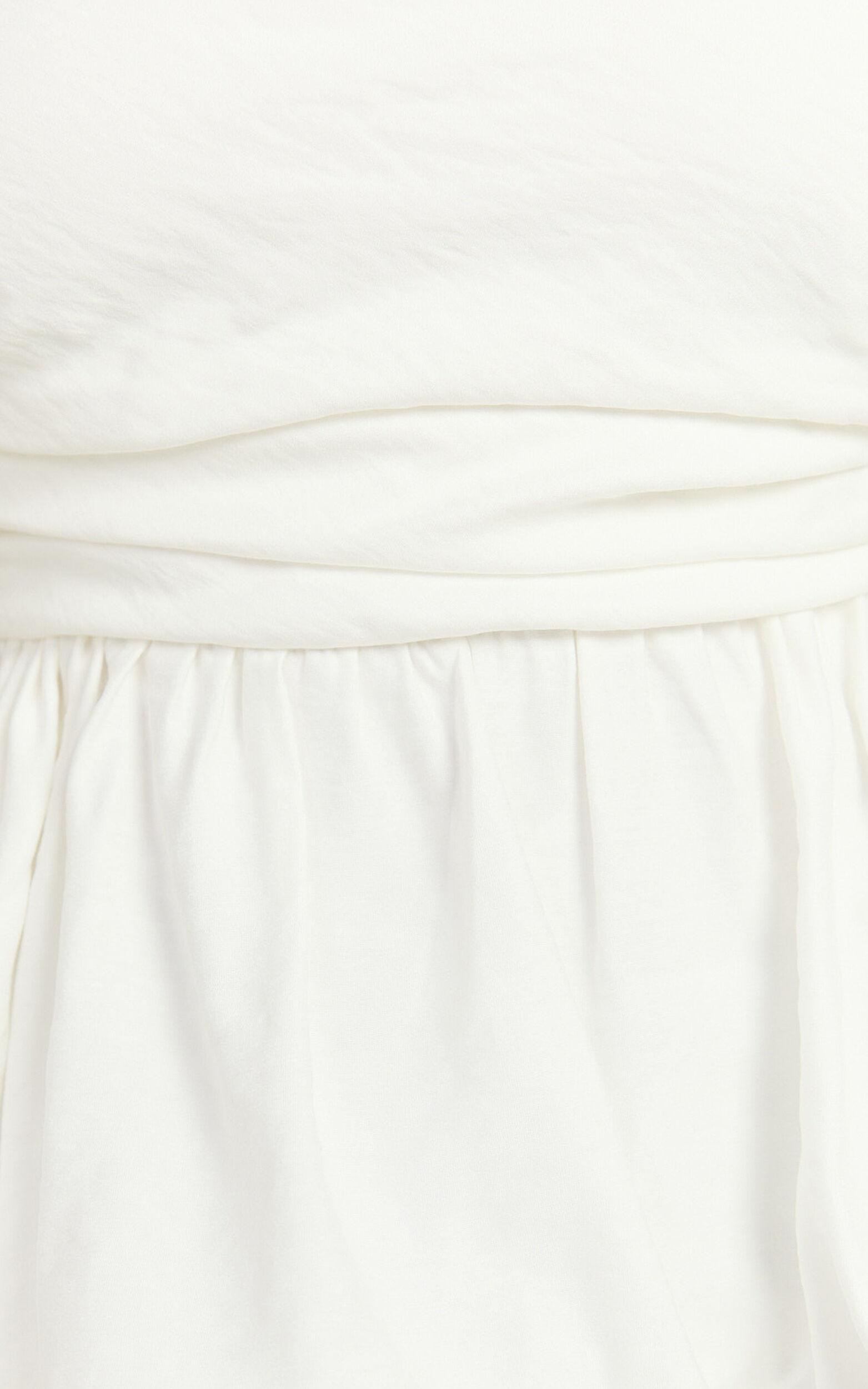Karmen Top - Strapless Ruched Side Bubble Hem Top in Off White Product Image