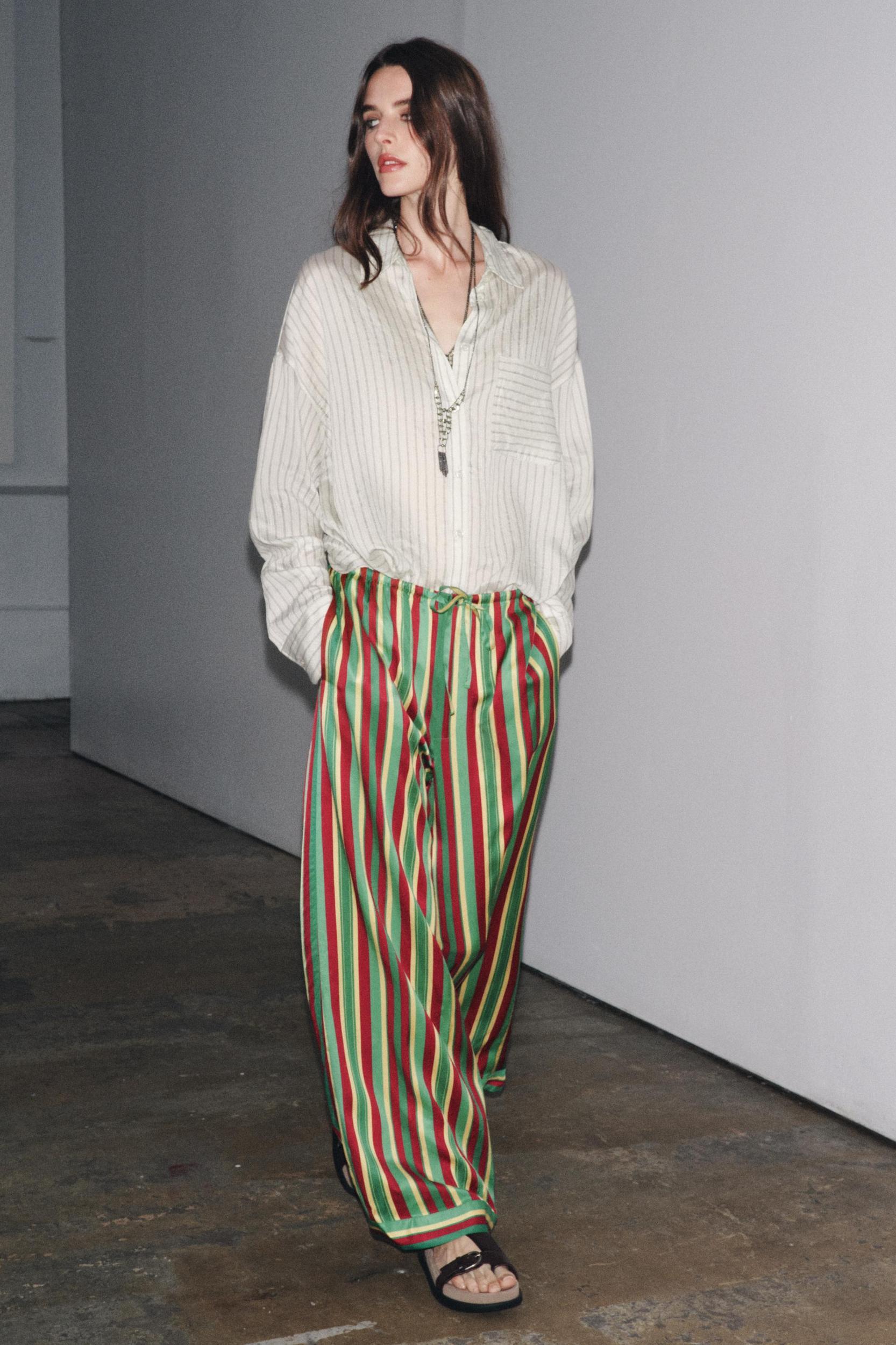 STRIPED PAJAMA PANTS ZW COLLECTION Product Image