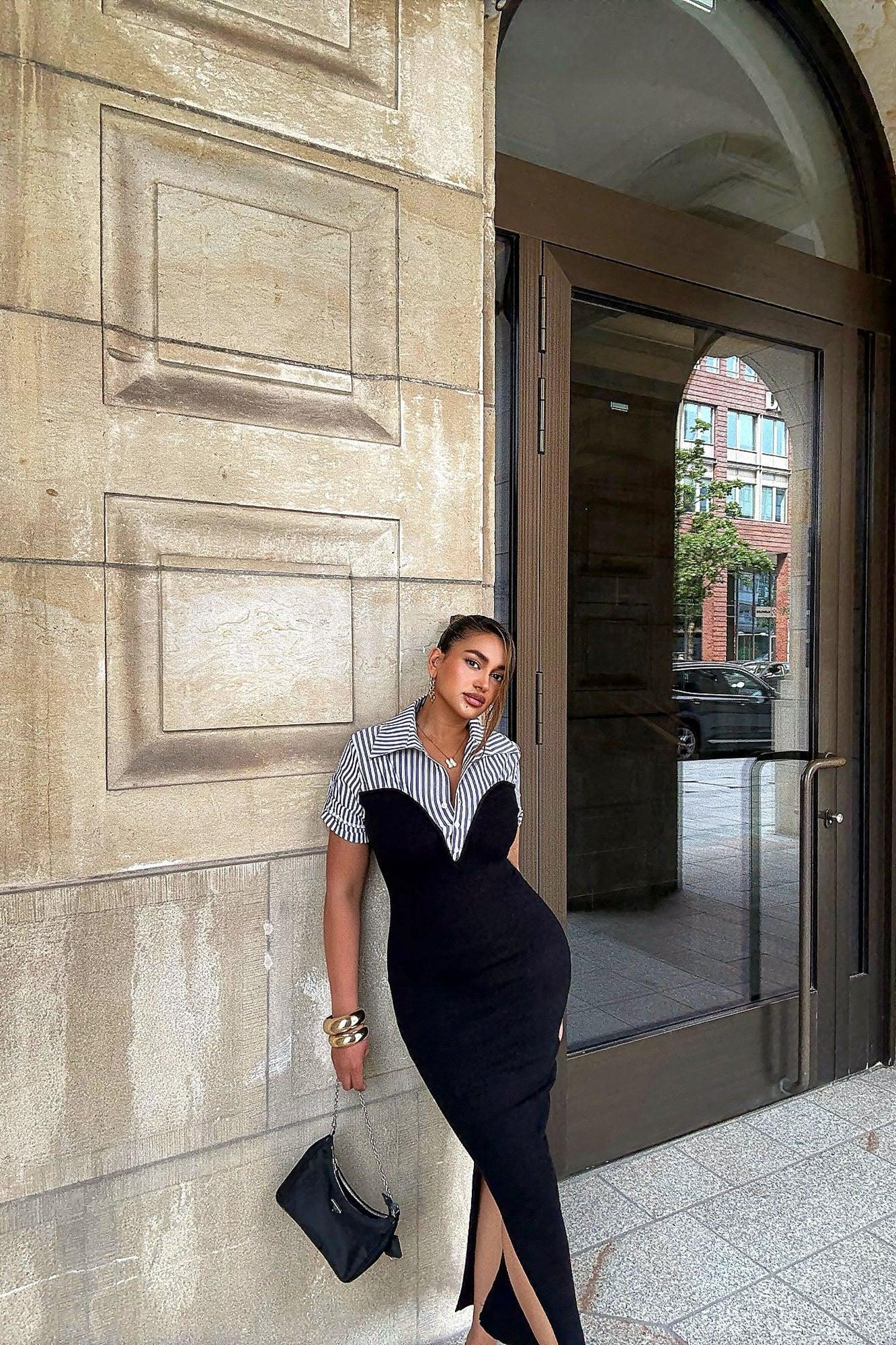 Off The Clock Maxi Dress - Black/White Female Product Image