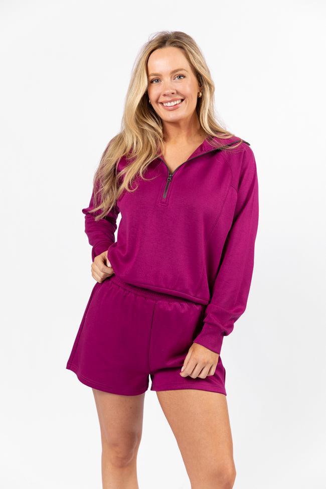 Let's Just Stay Shorts Plum FINAL SALE Product Image