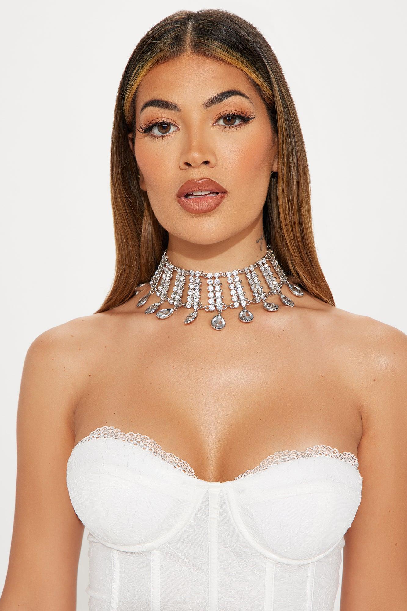 All I Want Is Diamonds Choker Necklace - Silver Product Image