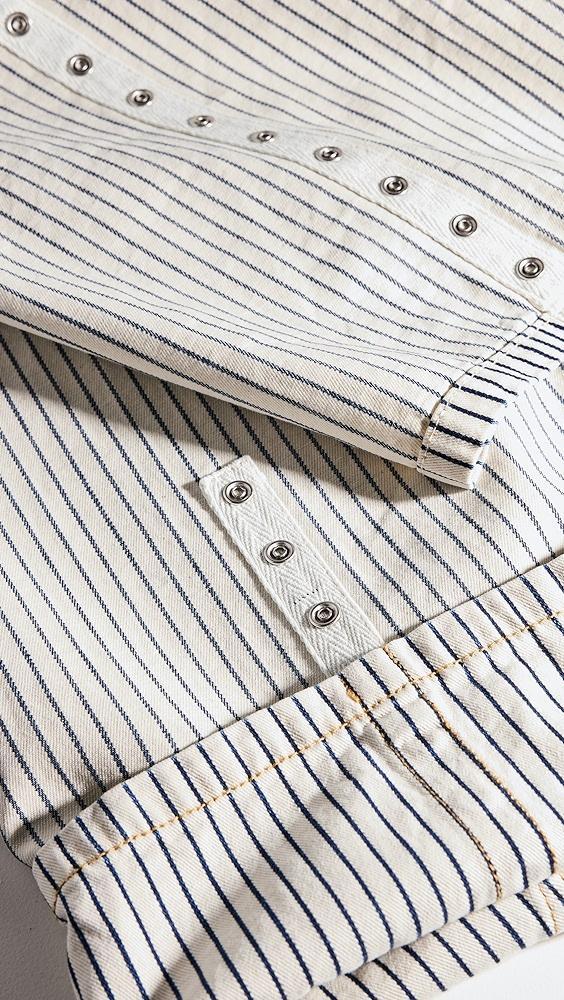 Tibi Stone Washed Striped Denim Sid Jeans | Shopbop Product Image