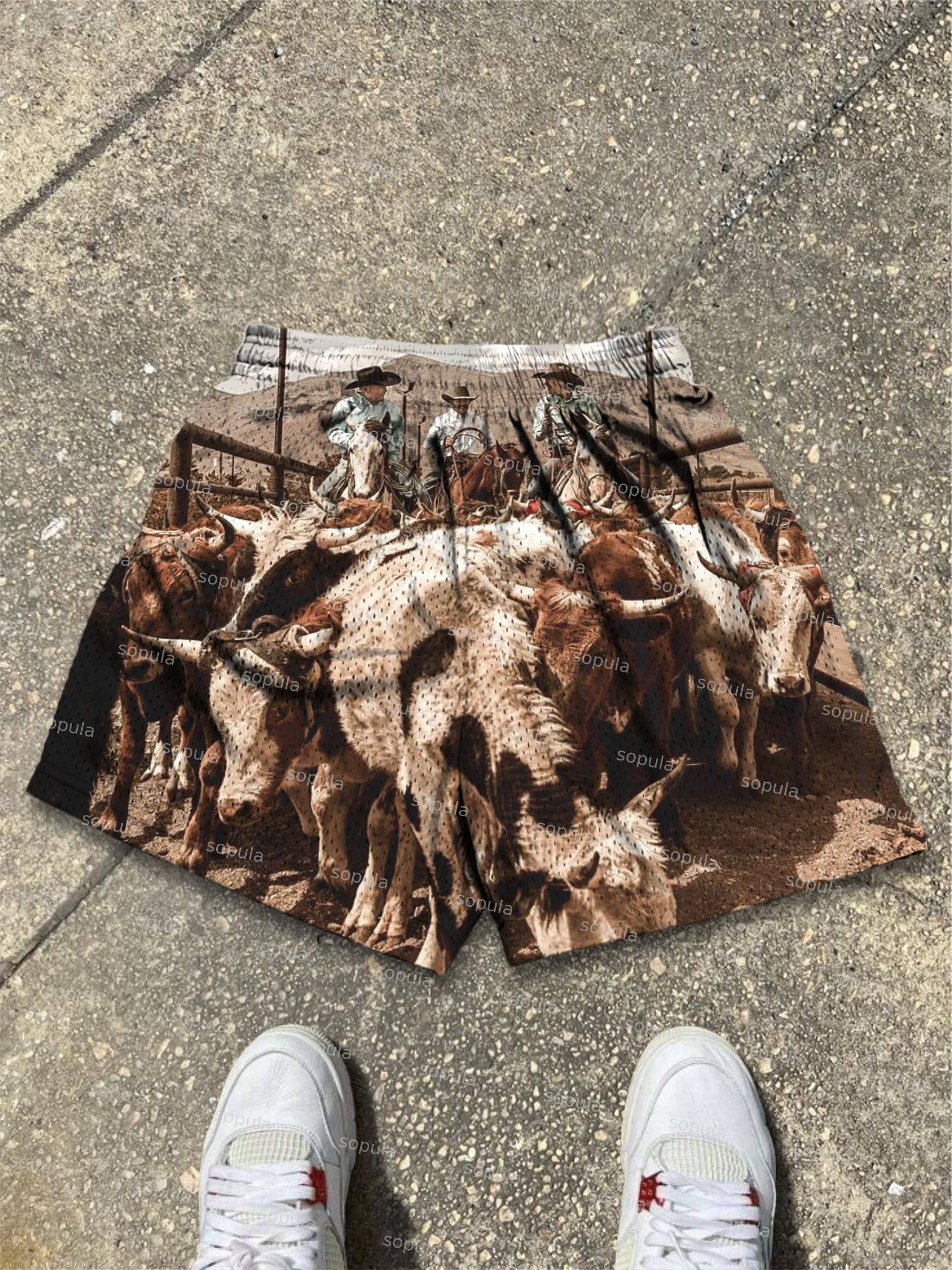 Cowboy Soul All Over Graphic Mesh Shorts Product Image