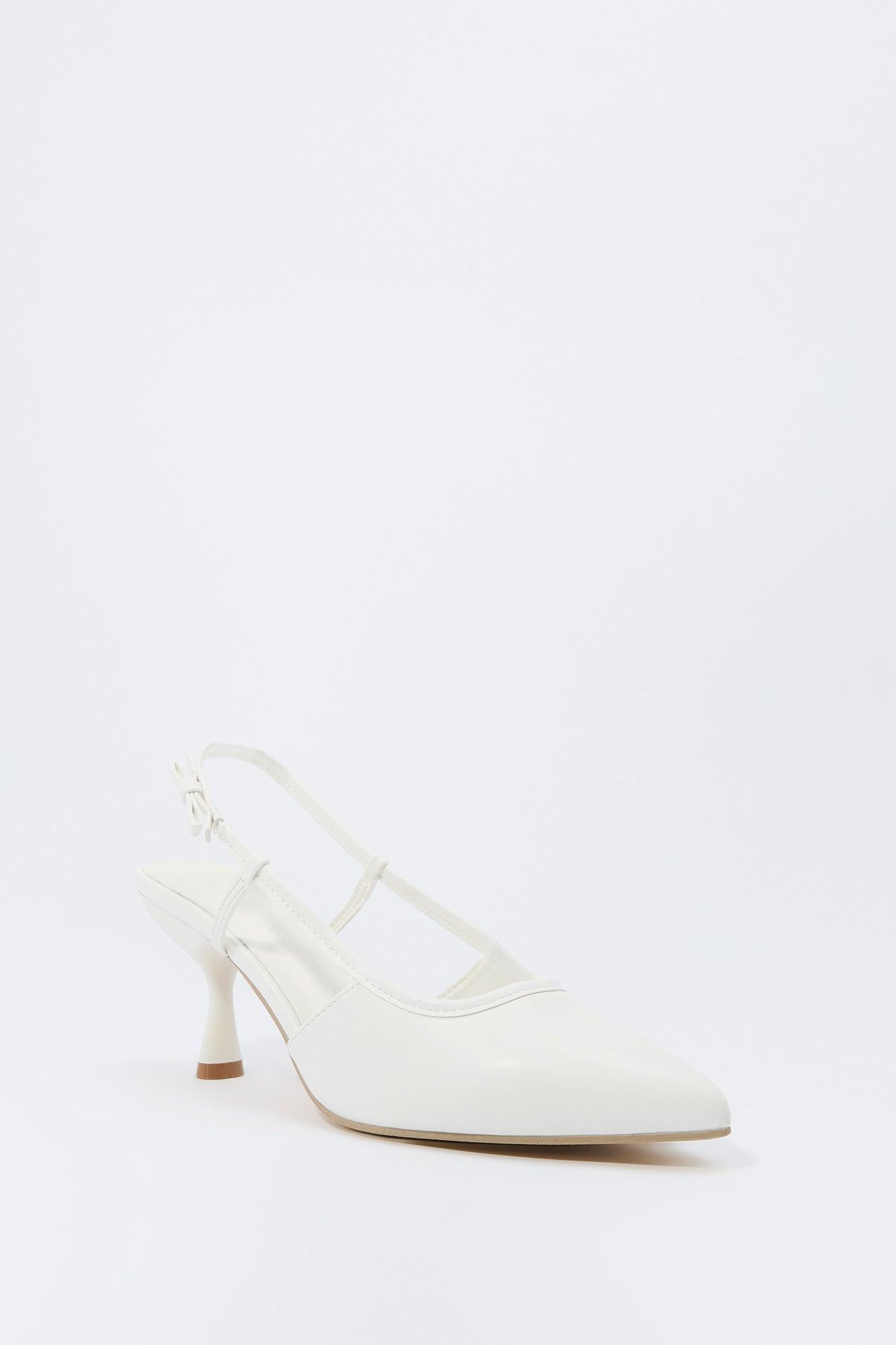 Faux Leather Side Bow Kitten Heel Female Product Image