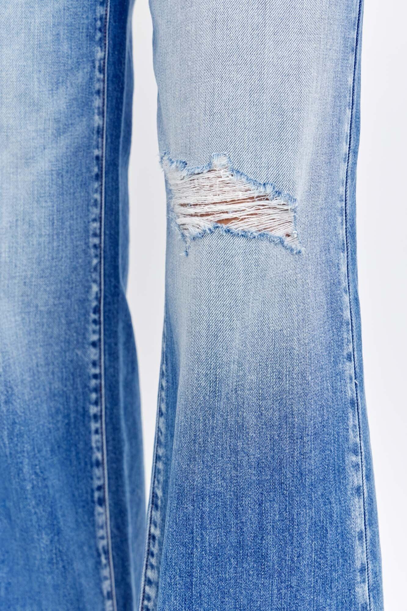Medium Light Wash Destroyed Wide Leg Jeans - FINAL SALE Product Image