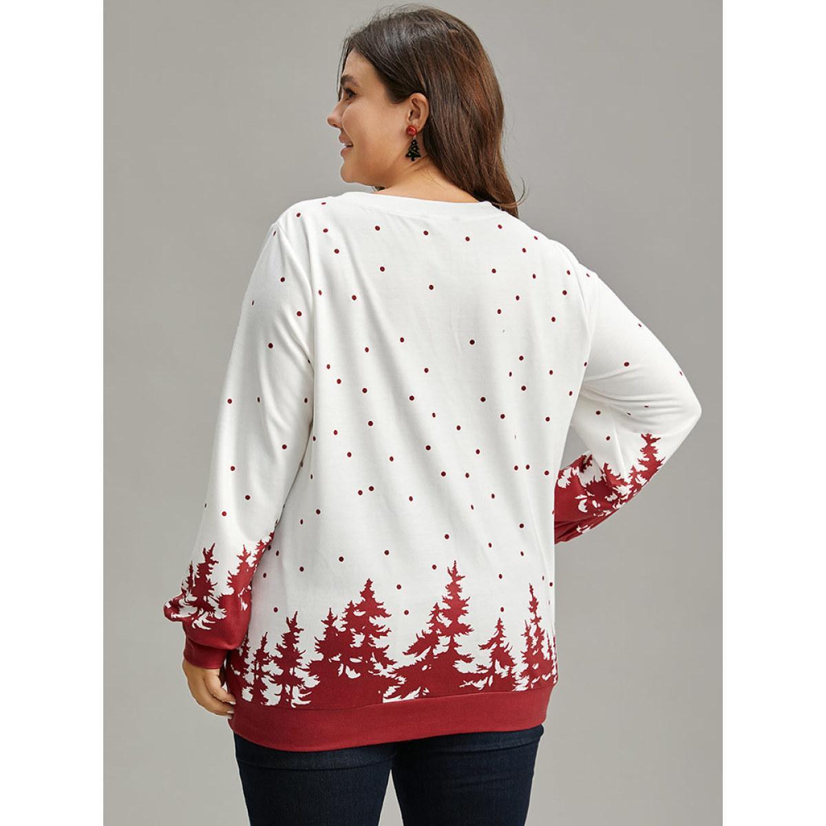 Plus Size Graphic Christmas Round Neck Sweatshirt Women Multicolor Casual Printed Festival-Christmas Sweatshirts BloomChic 30/6X Product Image