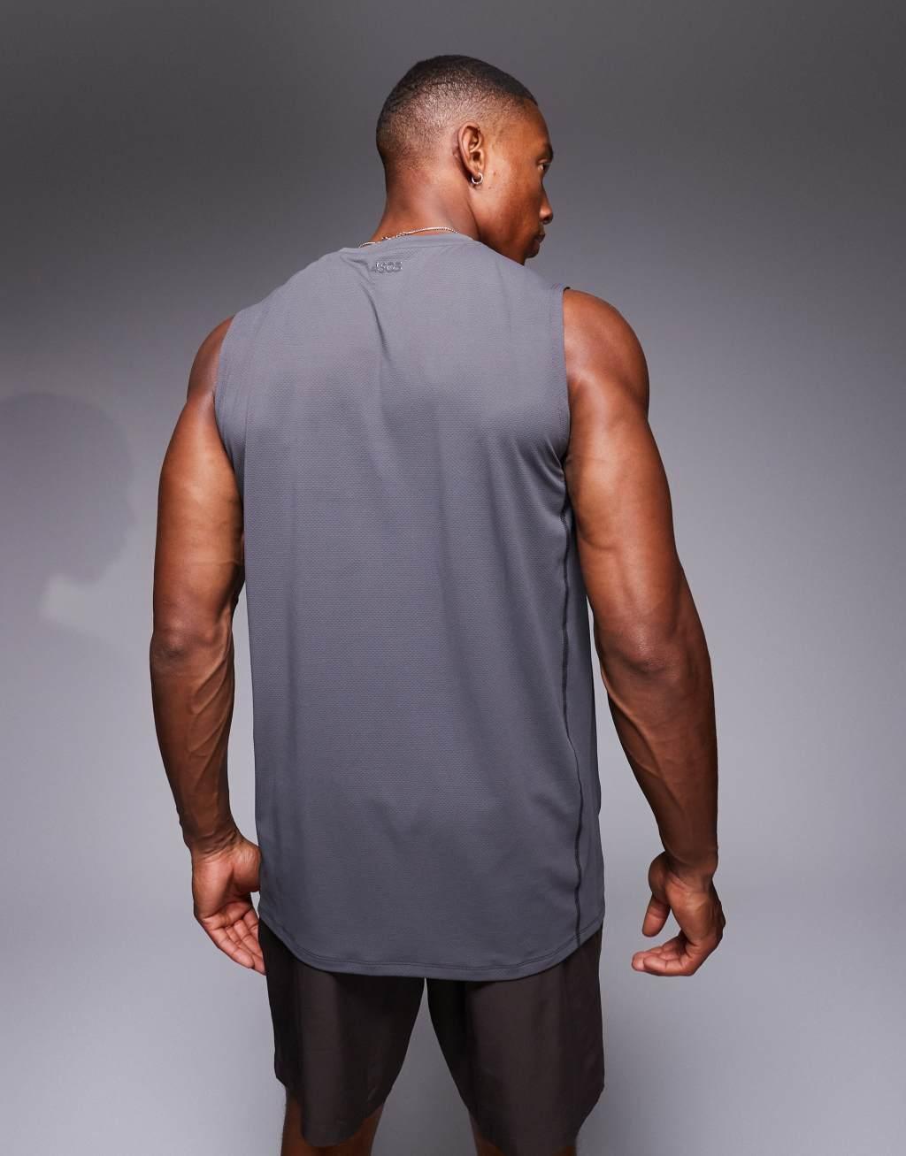 4505 Icon training quick dry sleeveless tank top in charcoal  Product Image