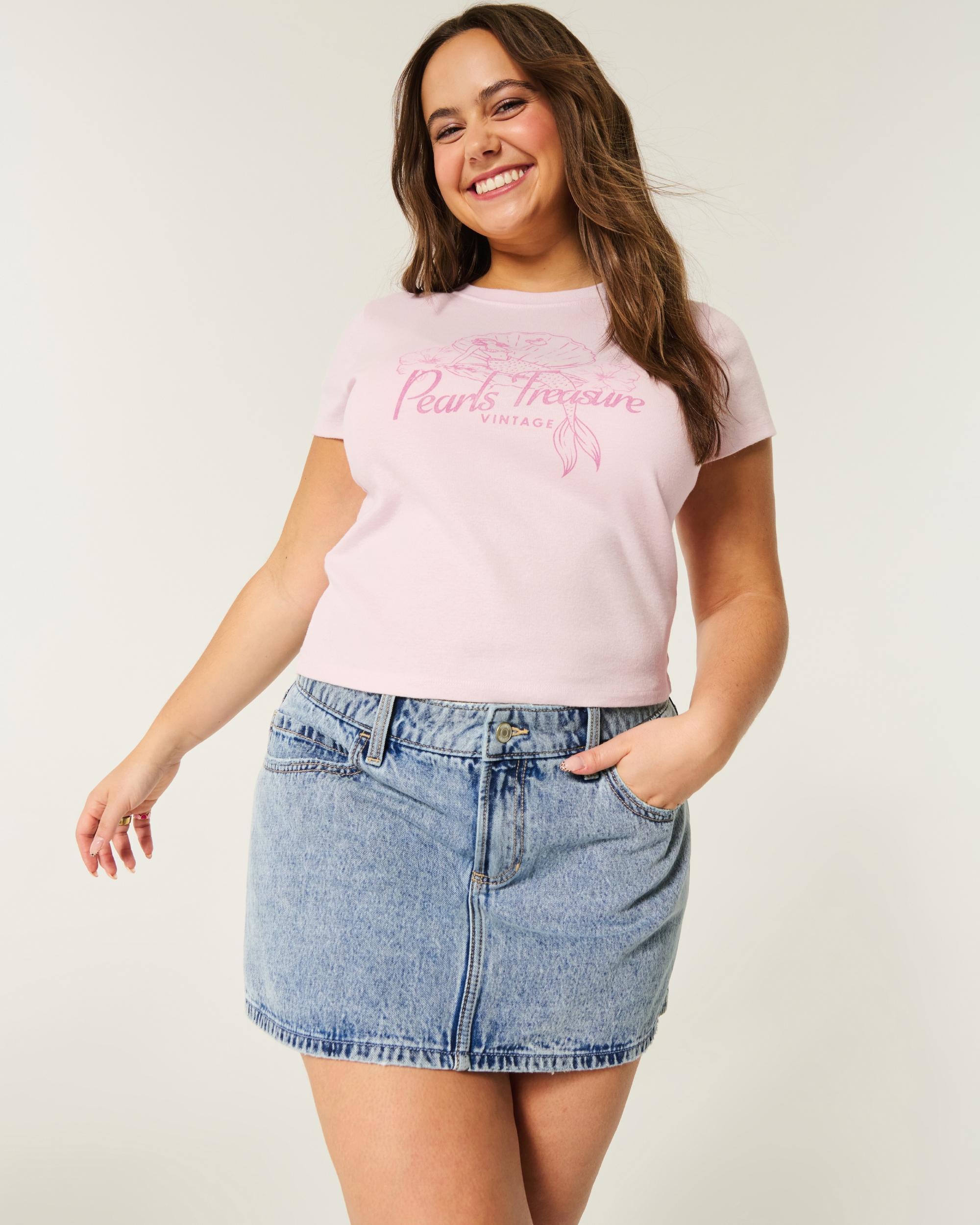 Low-Rise Light Wash Denim Mini Skort Product Image