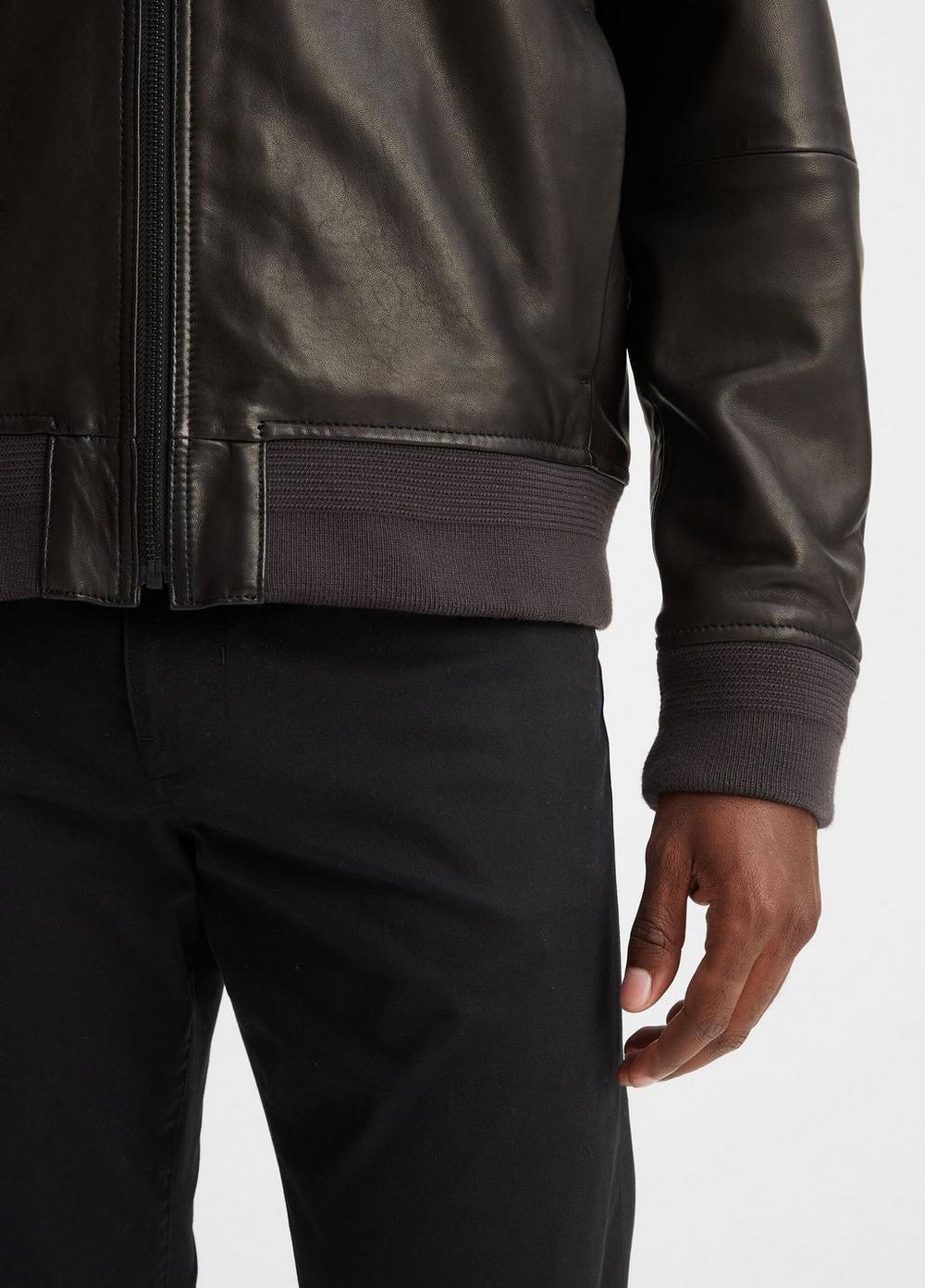 Leather Harrington Bomber Jacket Product Image