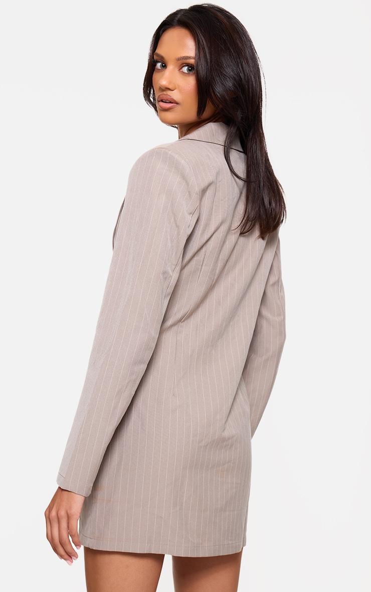 Stone Pinstripe Plunge Blazer Dress Product Image