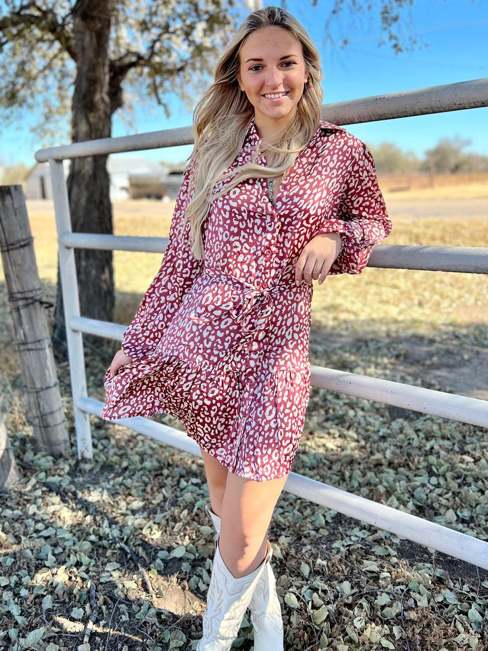 Brick Leopard Print Dress Product Image