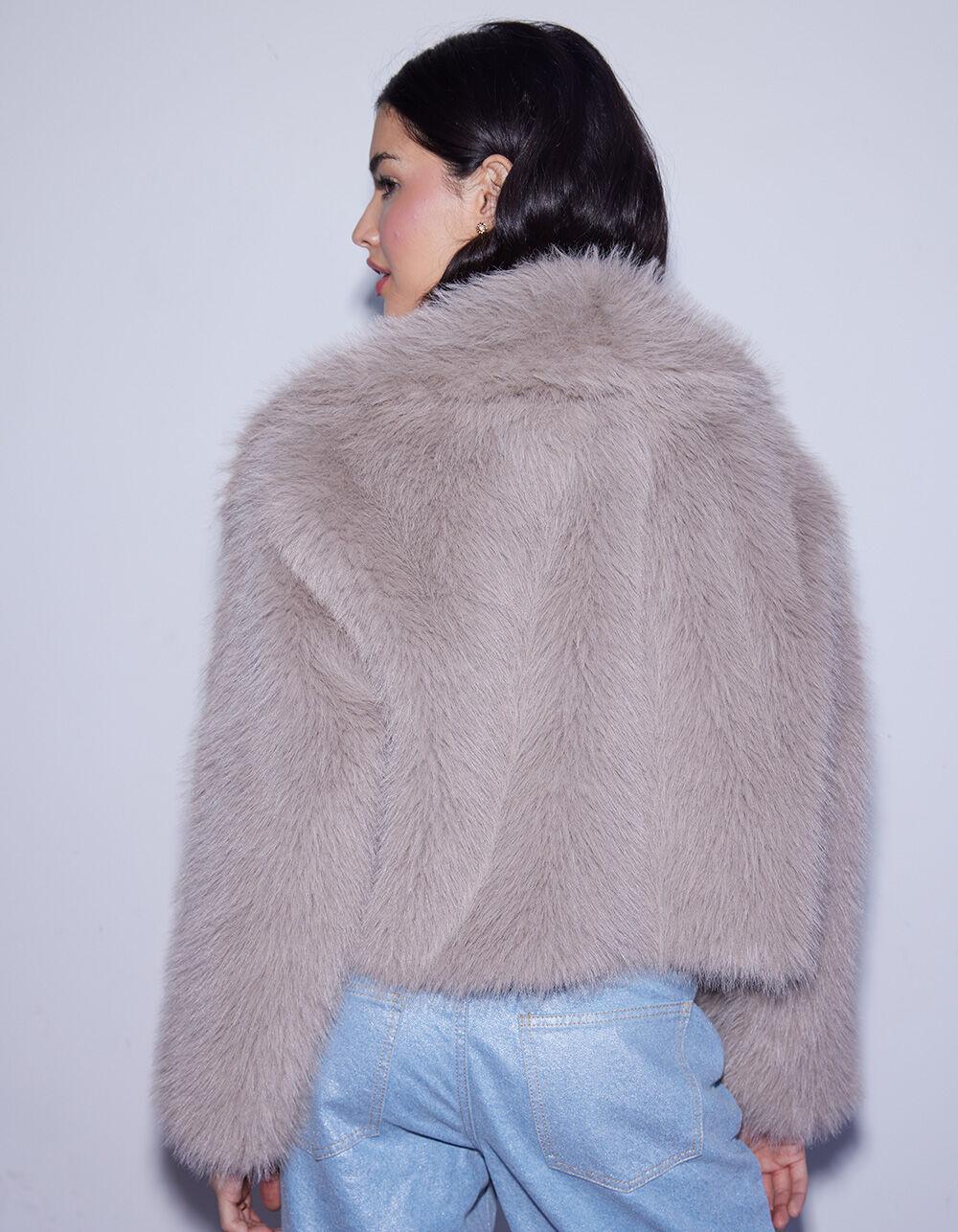 WEST OF MELROSE Cropped Womens Fur Coat - GRAY Product Image