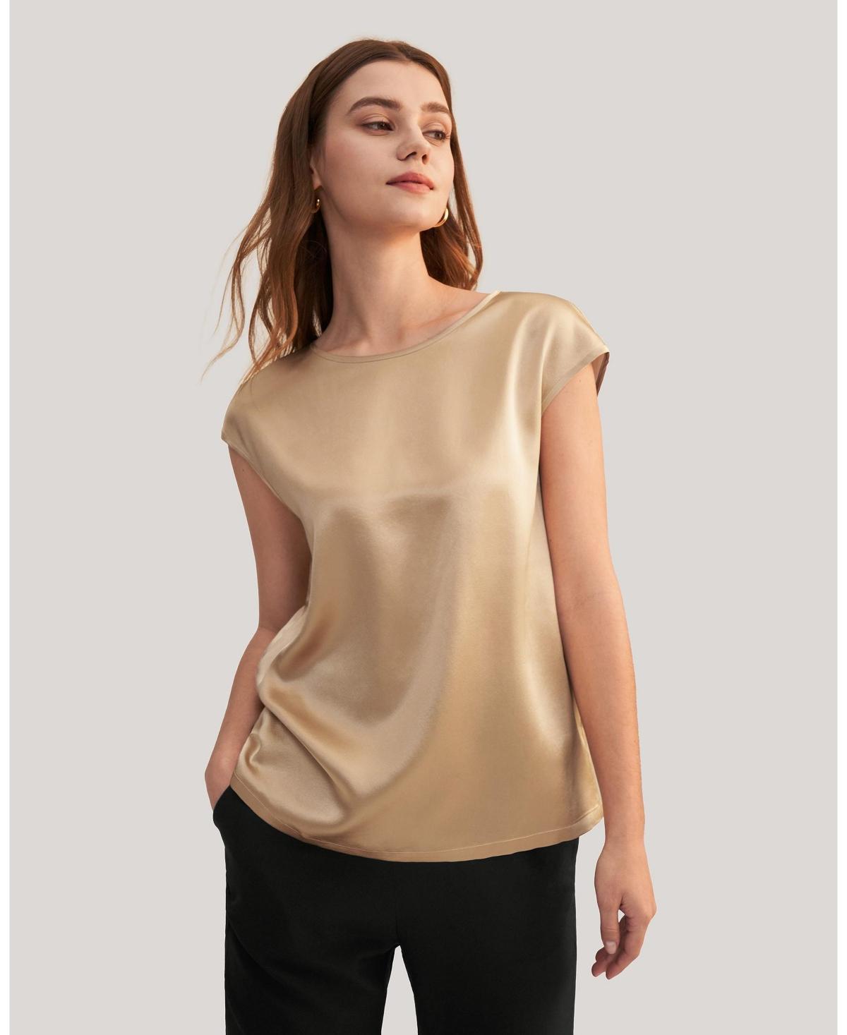 Lilysilk Womens Basic Cap Sleeves Silk Tee For Women Product Image