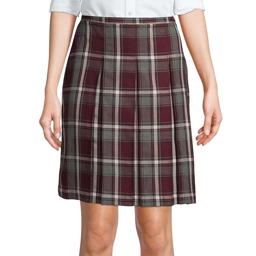 Women's Lands' End School Uniform Plaid Box Pleat Skirt, Size: 2, Clear Blue Plaid Product Image