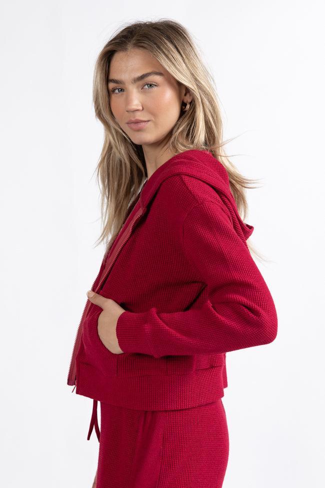 Essential Ease Red Zip Up Jacket Macy Blackwell X Pink Lily FINAL SALE Product Image