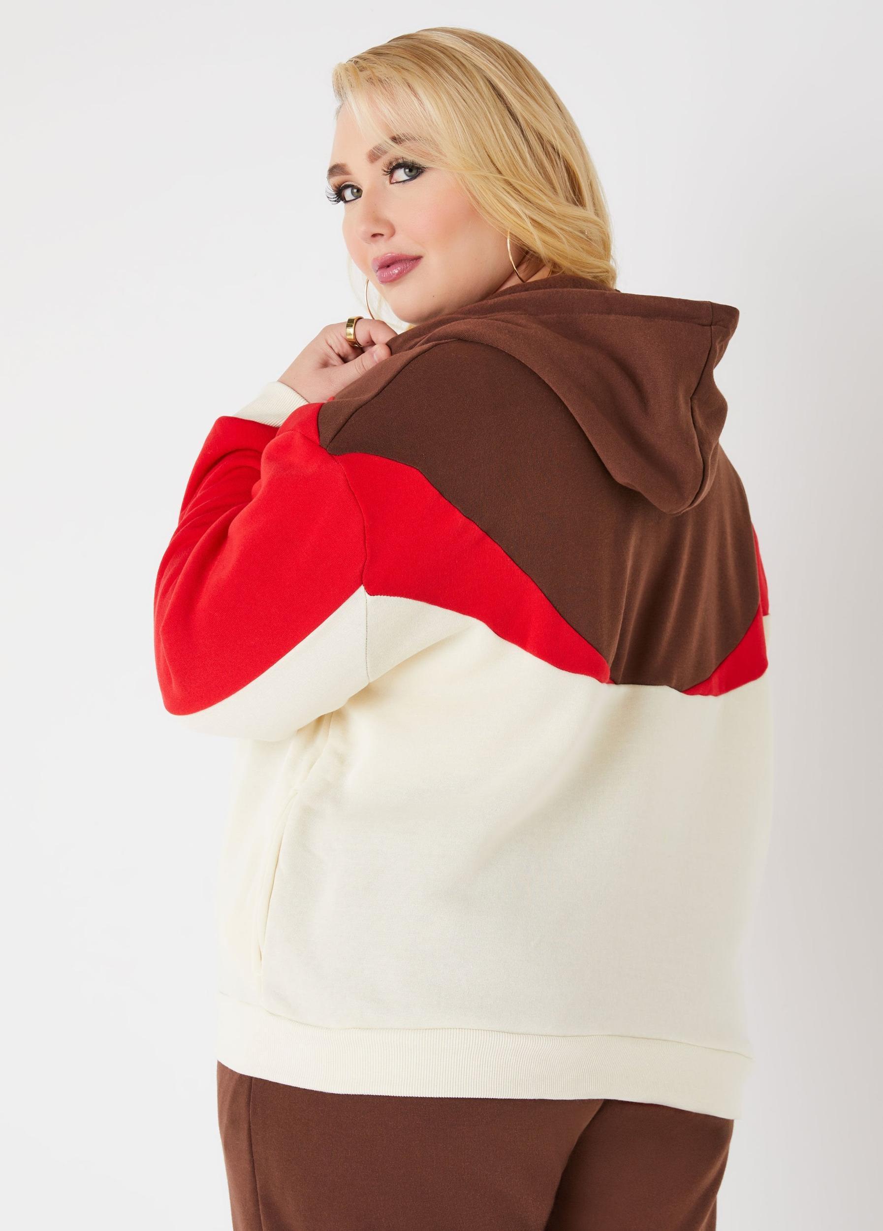 Plus Size Colorblock Fleece Hoodie Ashley Stewart Product Image