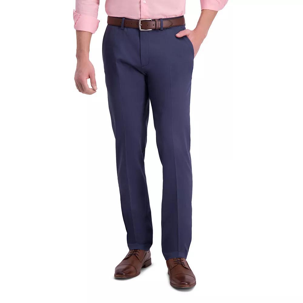 Mens Haggar Iron Free Premium Khaki Slim-Straight Fit Flat Front Perfect Fit Waistband Casual Pant Grey Gray Product Image