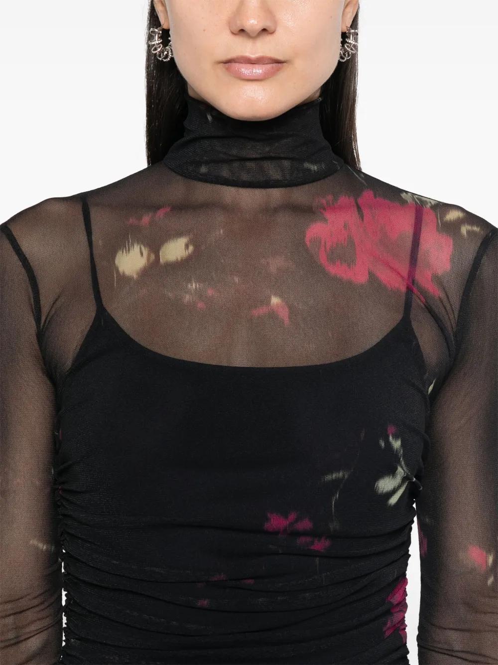 rose-print tulle maxi dress Product Image