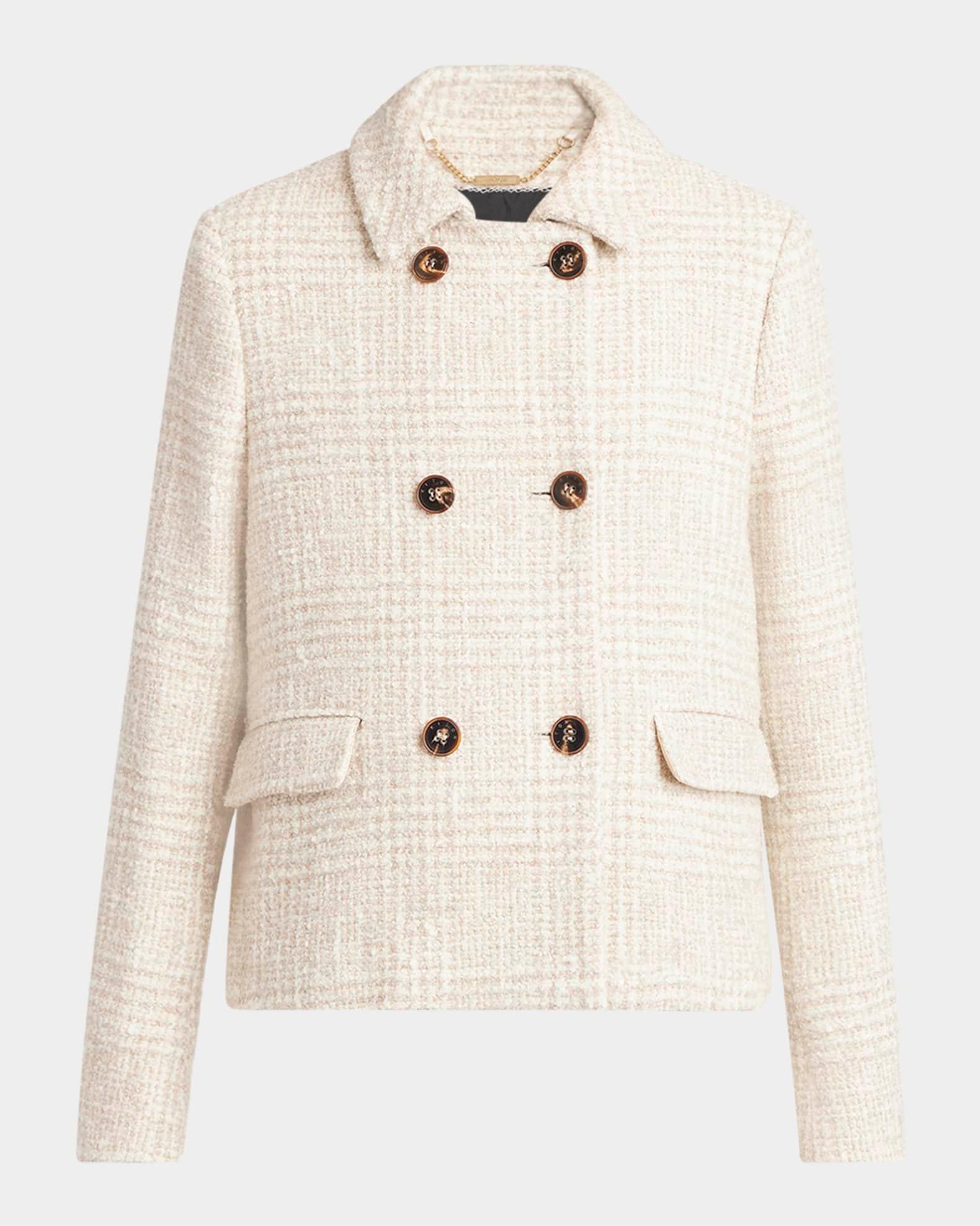 Check Tweed Double-Breasted Coat Product Image