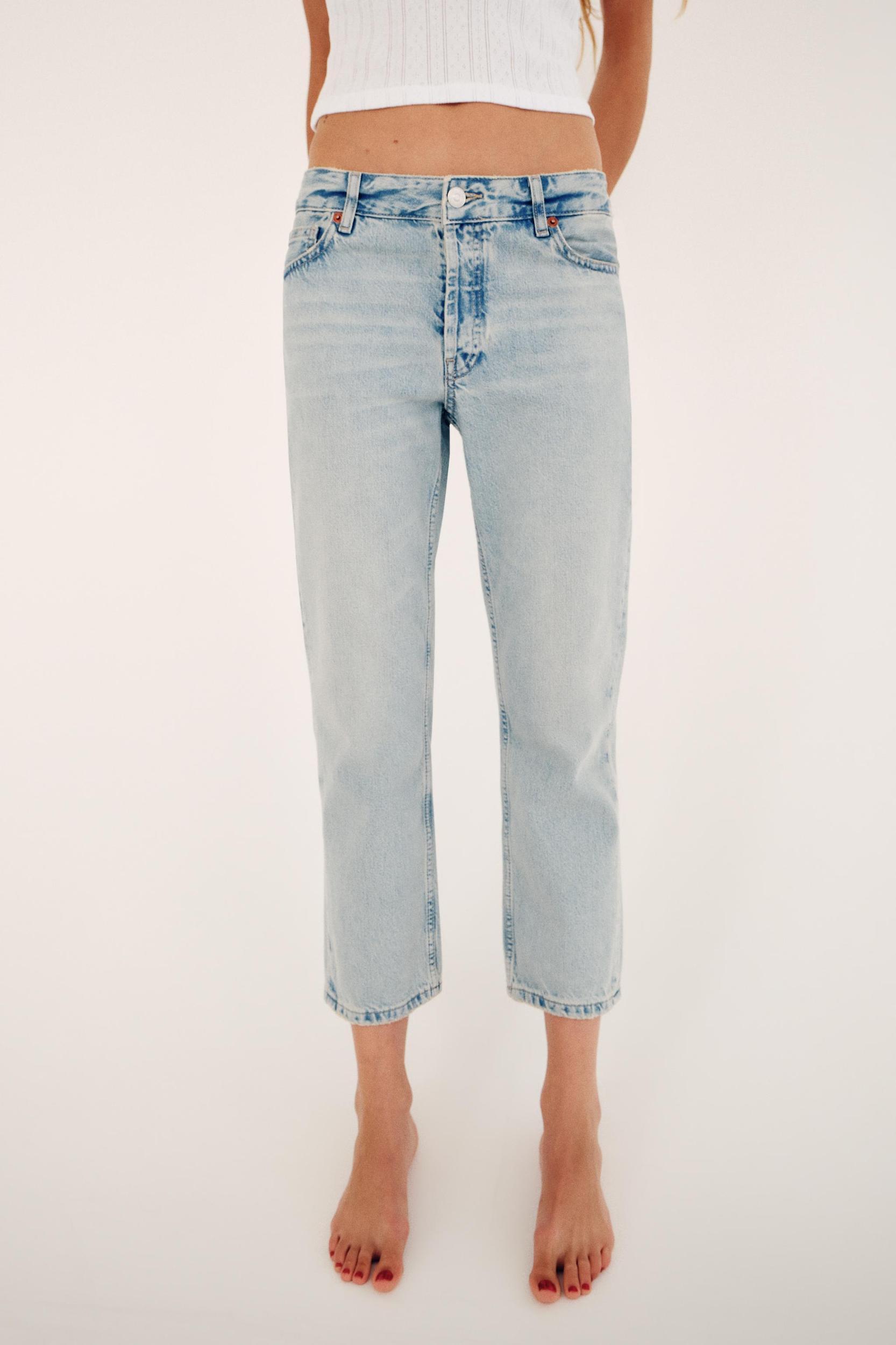 TRF LOW RISE STRAIGHT CUT CROPPED JEANS Product Image