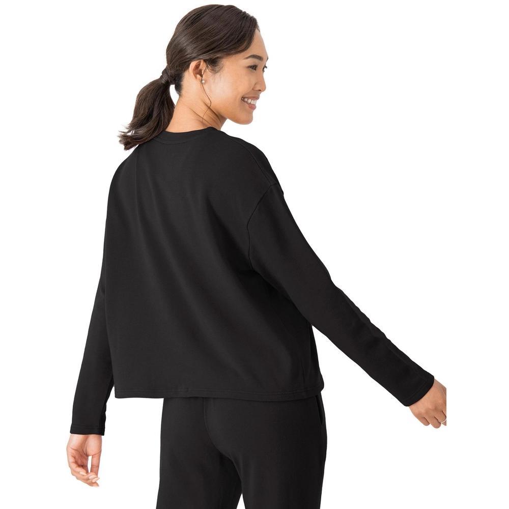 Hanes Originals Comfywear Womens French Terry Crewneck Pullover Black S Product Image