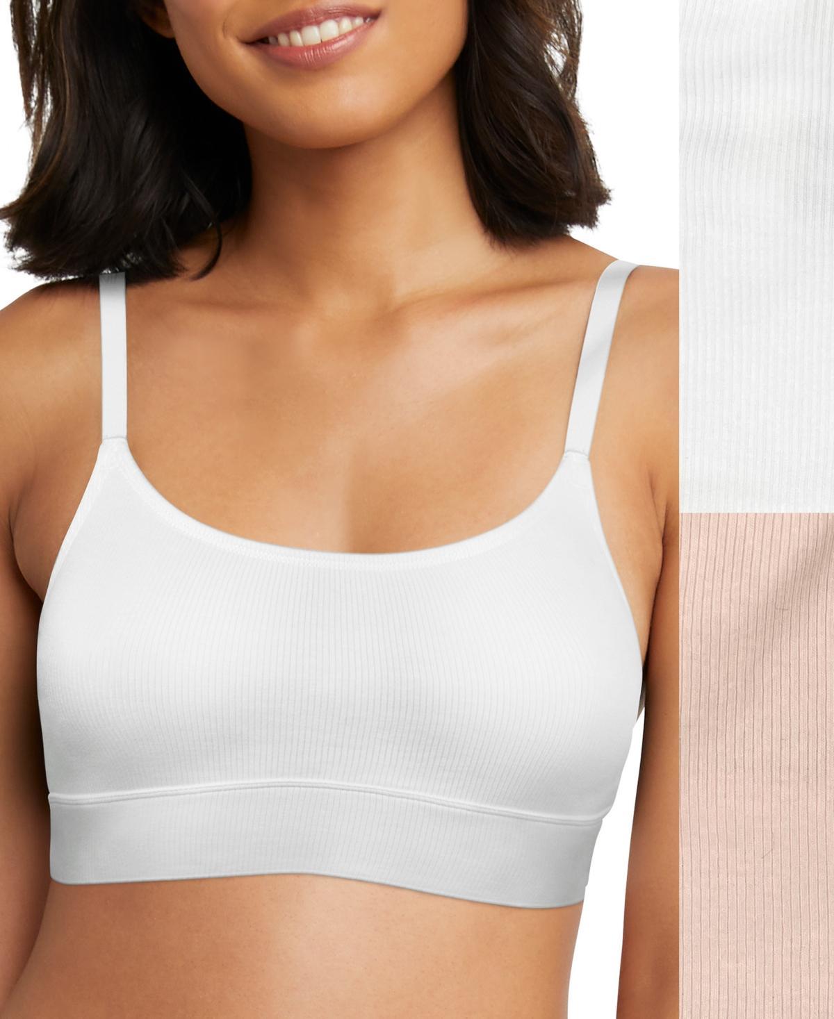 Hanes Originals Ultimate 2-Pack Stretch Cotton Longline Bralette DHO104, Women's, Size: XL, Light Buff White Product Image