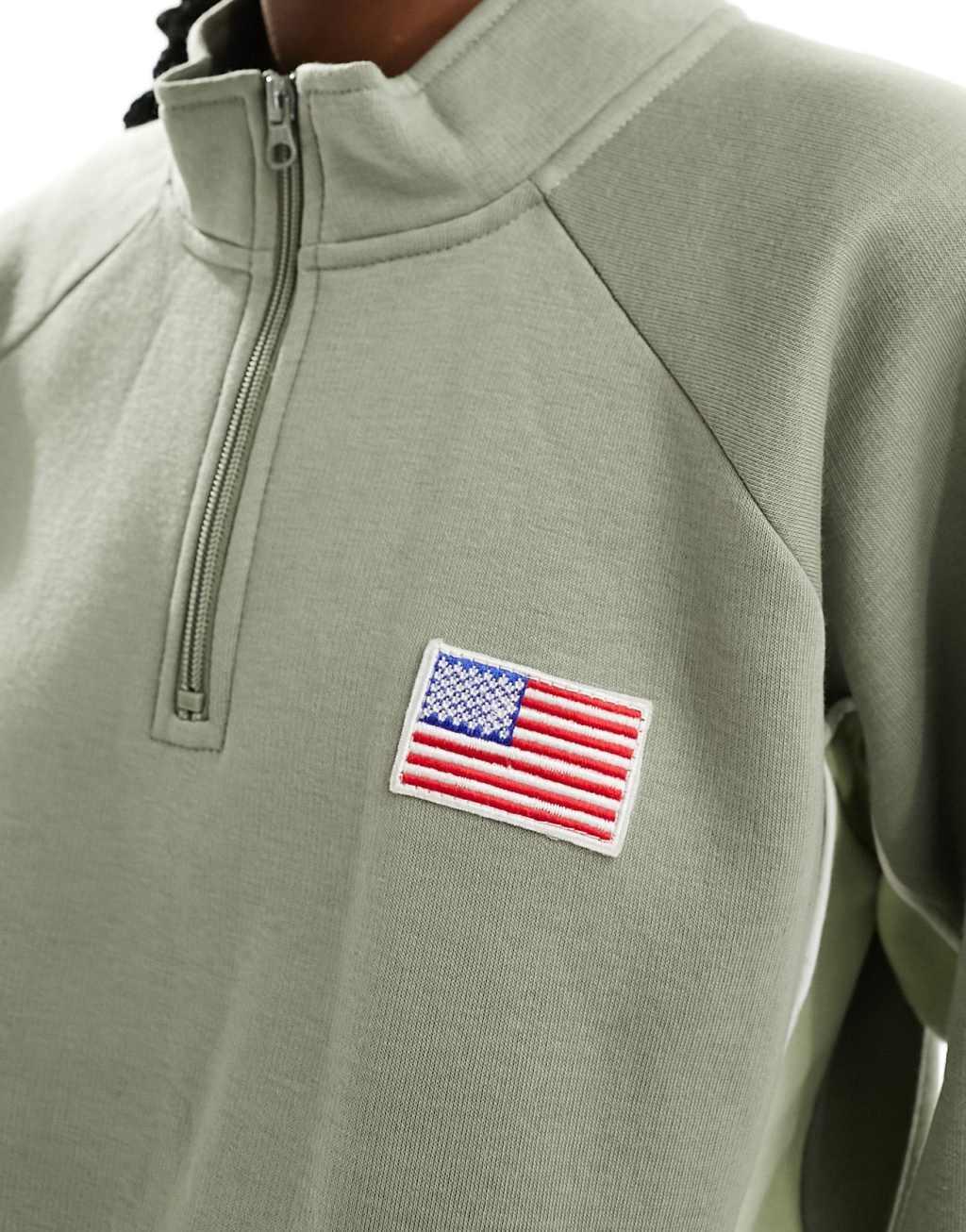 Daisy Street oversized funnel neck sweatshirt with flag embroidery Product Image