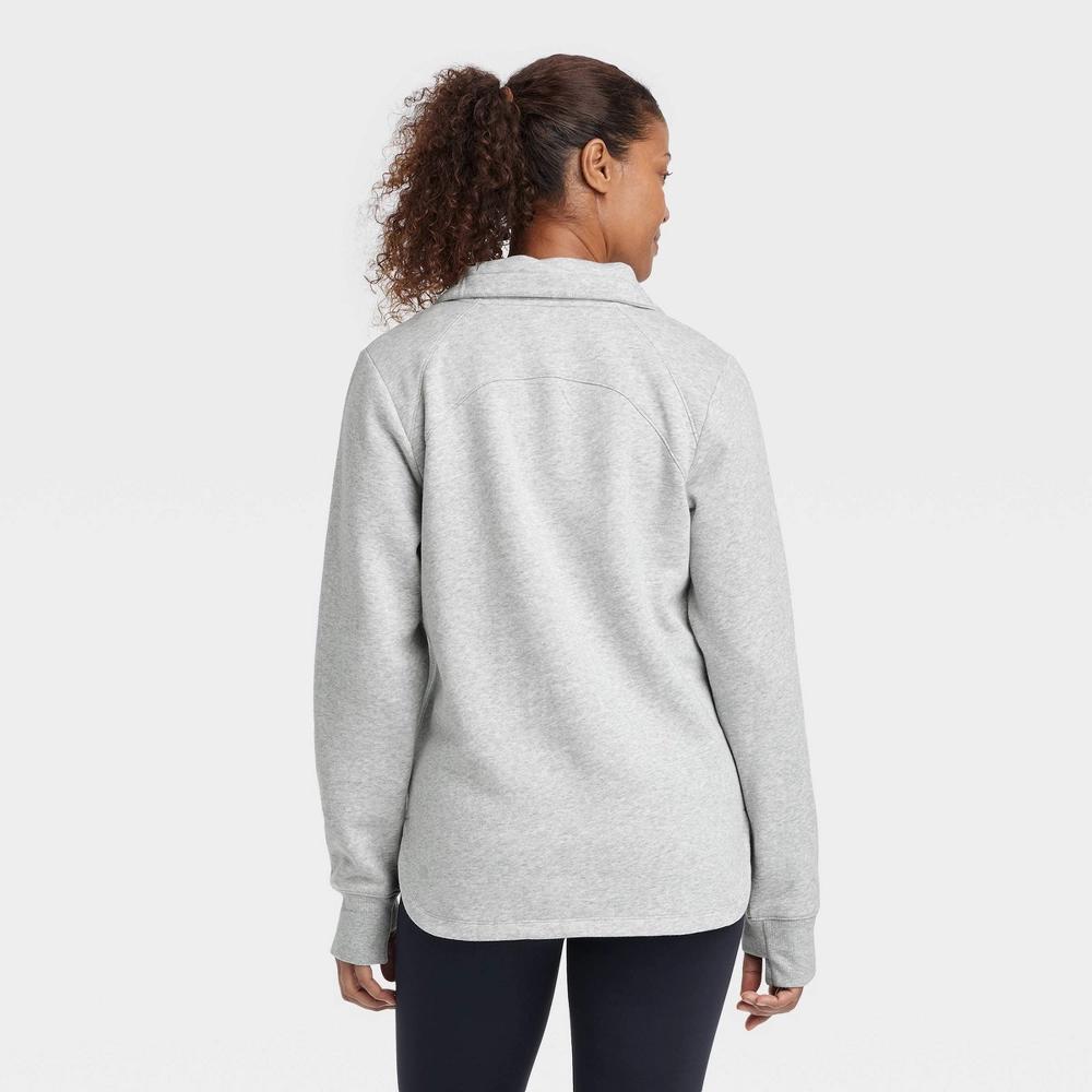 Women's Fleece 1/2 Zip Legging Friendly Pullover Sweatshirt - All In Motion™ Heathered Gray XL Product Image