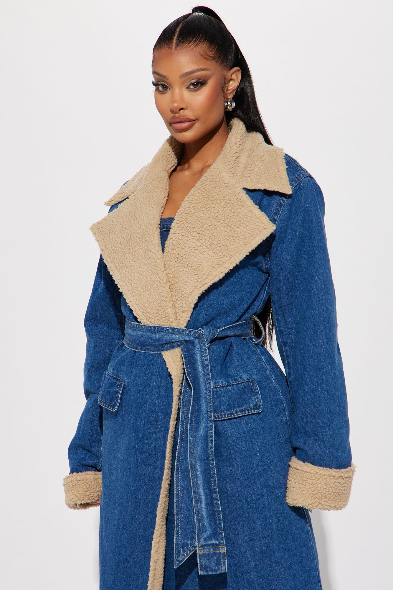 Street Style Denim Coat - Medium Wash Female Product Image