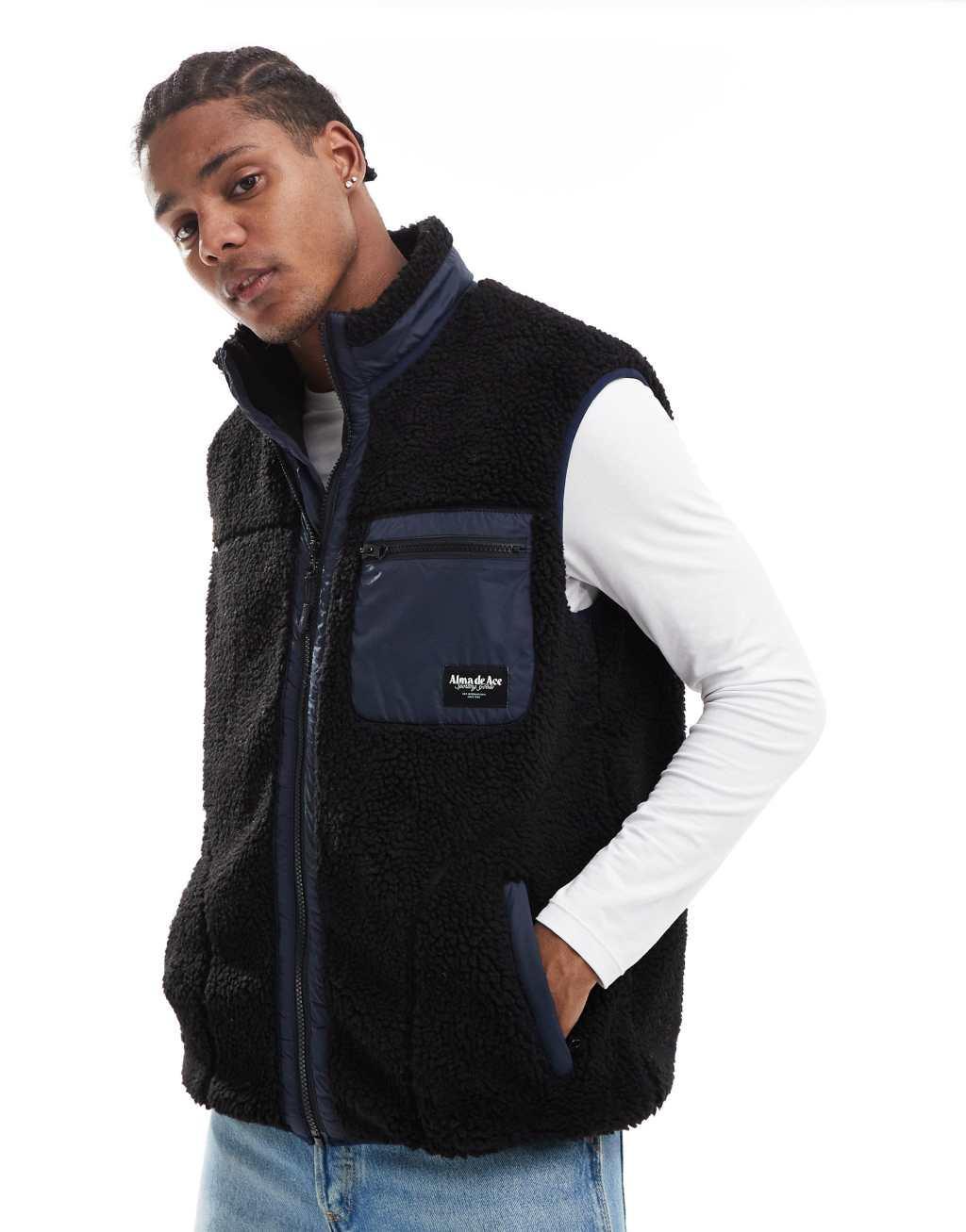 Alma de Ace borg vest in navy Product Image