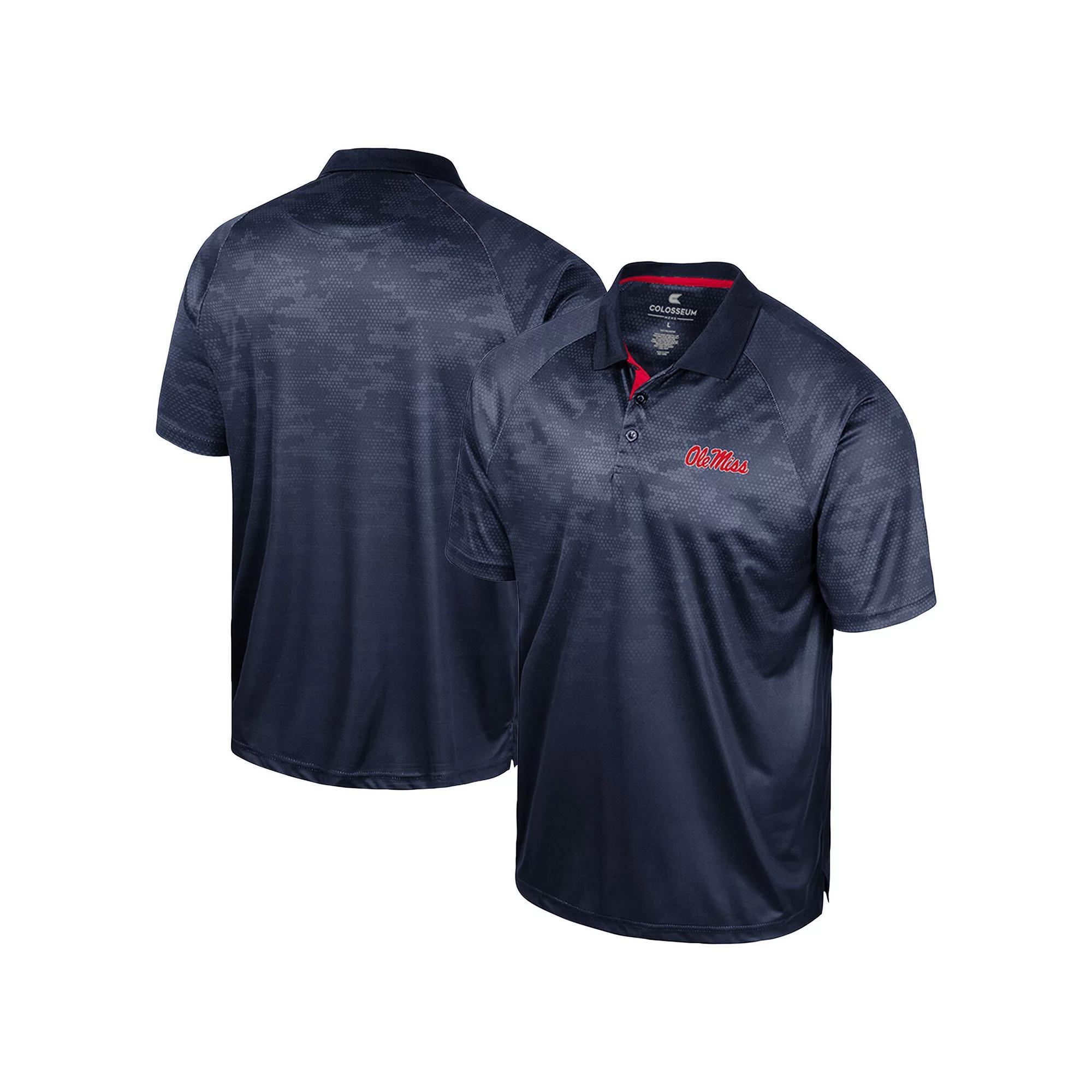 Men's Colosseum Navy Ole Miss Rebels Honeycomb Raglan Polo, Size: Large, Blue Product Image