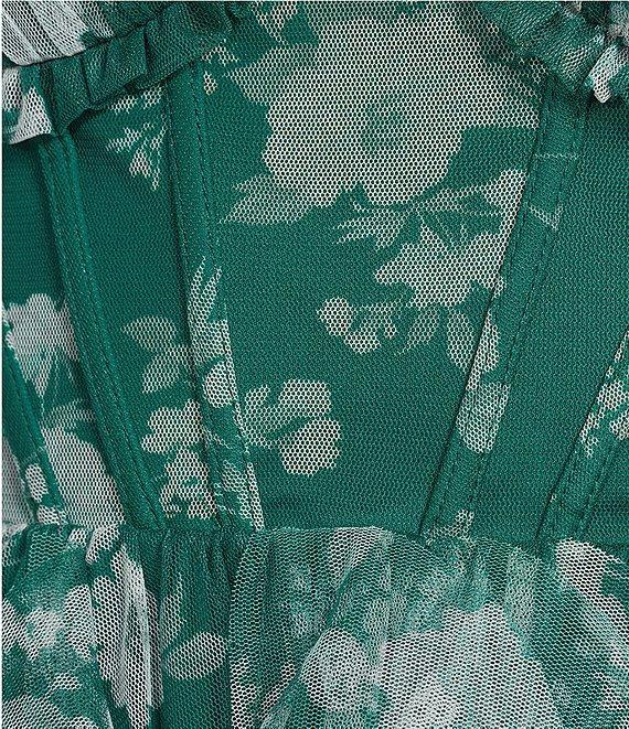 B. Darlin Floral Print Sweetheart Neck Corset Cascade Ruffle Dress Product Image