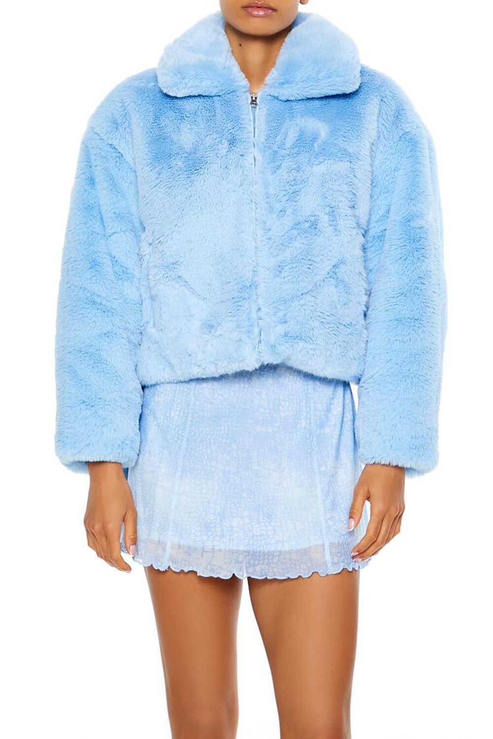 Faux Fur Zip-Up Cropped Jacket | Forever 21 Product Image
