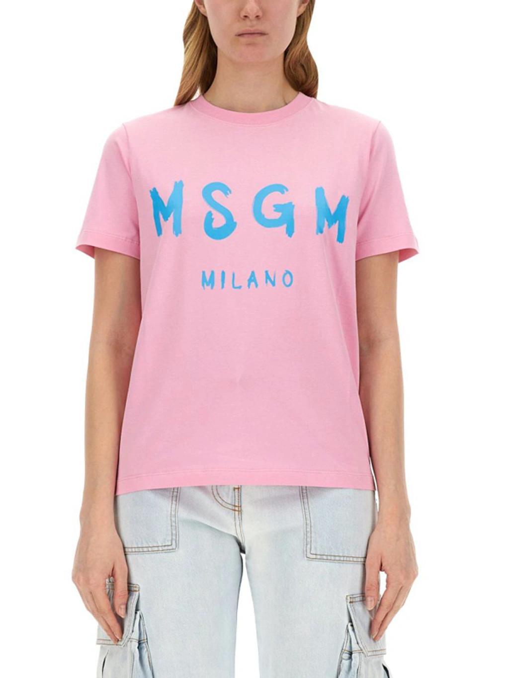 MSGM T-shirt With Logo In Pink Product Image