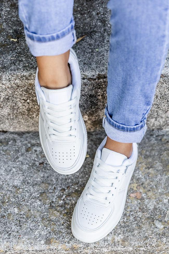 Kandace White Leather Sneakers FINAL SALE Product Image