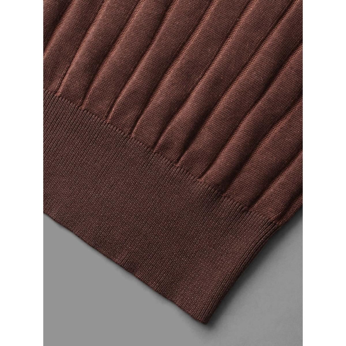 Plus Size Textured Ribbed Hem Round Neck Pullover Browncoffeecolor Women Casual Loose Long Sleeve Round Neck Everyday Pullovers BloomChic 12/L Product Image