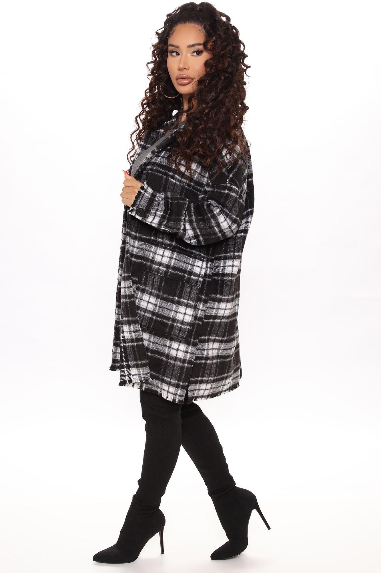 Never Plaid It So Good Shacket - Black Product Image